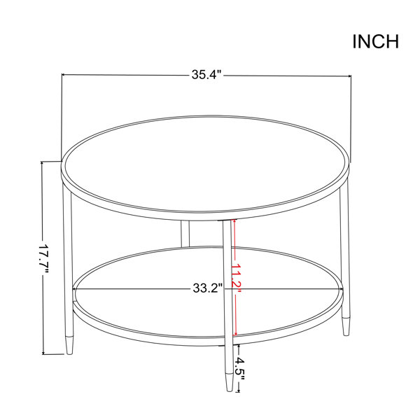 Mercer41 Lakayla 35.4" Round Tempered Glass Coffee Table, 2 Tiers Wayfair